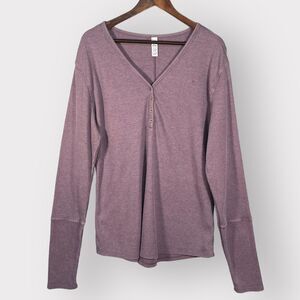 Zyia Active T Shirt Women 4XL Purple Knit Popover V-Neck Long Sleeve Stretch M09